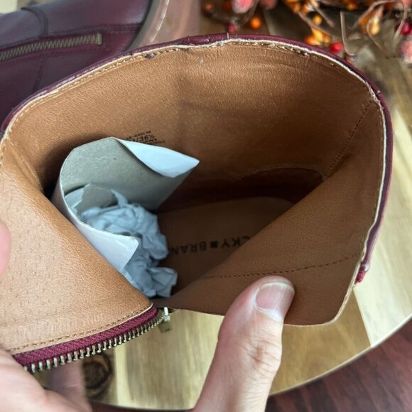 Lucky Brand CAELYN Womens Western Pointed Toe Booties Sz 6M Burgundy Leather - Picture 9 of 11